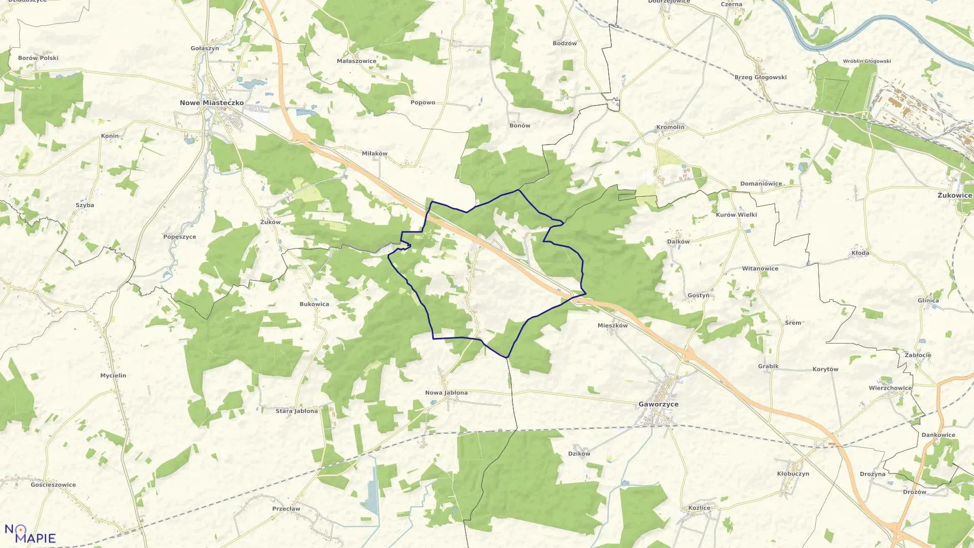 Mapa obrębu Zimna Brzeźnica w gminie Niegosławice